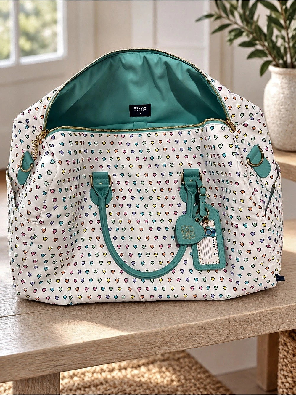 Roller rabbit Patterned Baby Bag in White & Green Like New